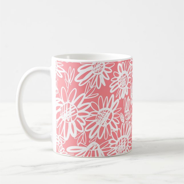 daisy av abstrakt, monokrom mönster kaffemugg (Vänster)