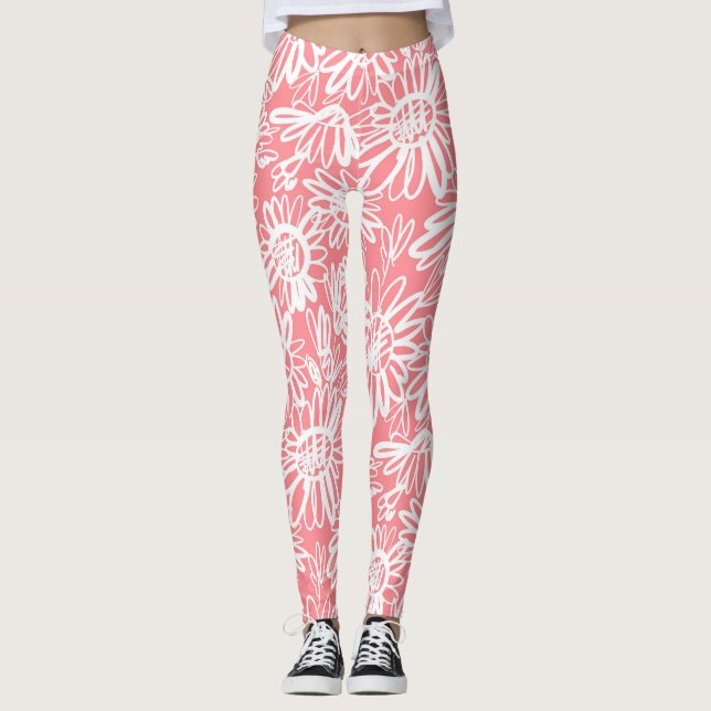 daisy av abstrakt, monokrom mönster leggings (Framsida)