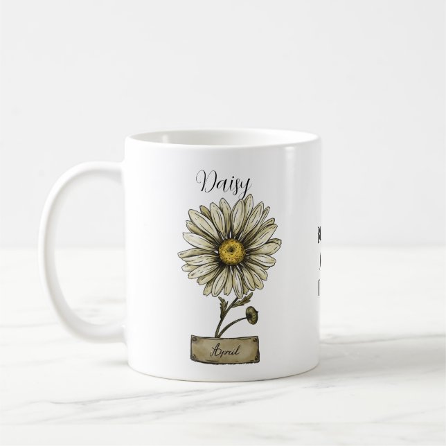 Daisy av födelsedagen - blomman, APRIL Kaffemugg (Vänster)
