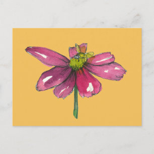 Daisy av honungsbin Orangen Flower Burnt Vykort