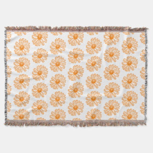 Daisy av orange - färglöst utskrift, Blommönster a Filt