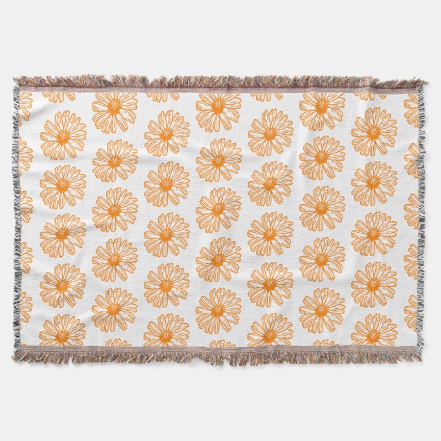 Daisy av orange - färglöst utskrift, Blommönster a Filt (Framsidan)