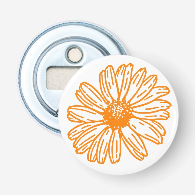 Daisy av orange - färglöst utskrift, Blommönster a Flasköppnare (Framsidan)