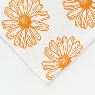 Daisy av orange - färglöst utskrift, Blommönster a Fleecefilt