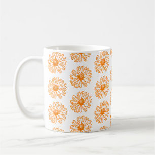 Daisy av orange - färglöst utskrift, Blommönster a Kaffemugg
