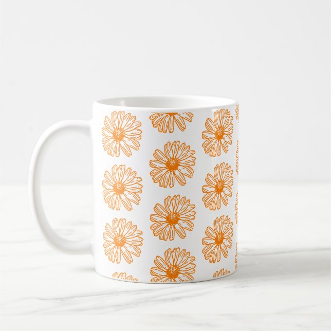 Daisy av orange - färglöst utskrift, Blommönster a Kaffemugg (Vänster)