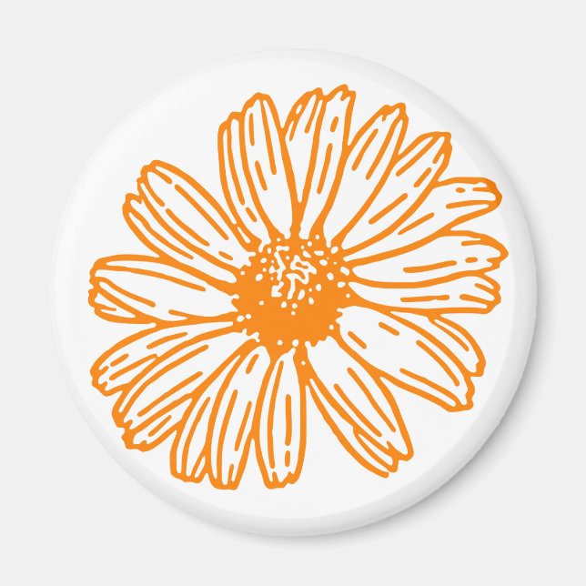 Daisy av orange - färglöst utskrift, Blommönster a Magnet (Framsidan)