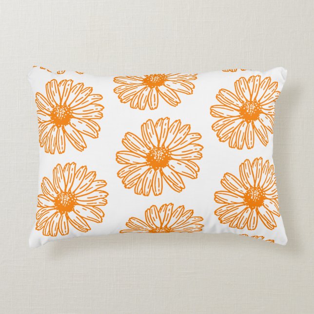 Daisy av orange - färglöst utskrift, Blommönster a Prydnadskudde (Framsidan)