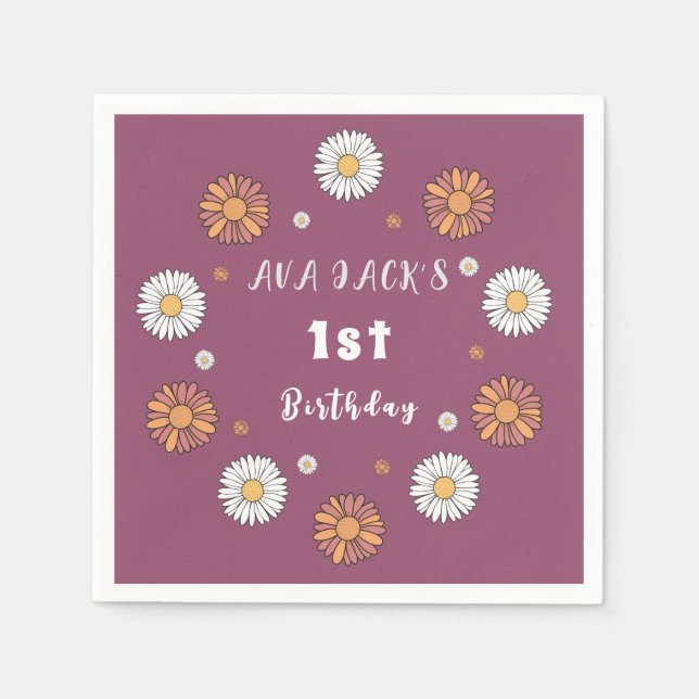 Daisy av pastellvita och rosa orange pappersservett (Framsidan)