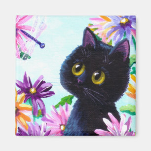 Daisy av typen Funny Black Cat Dragonfly Creationa Magnet