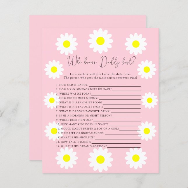 Daisy av vilda blommor - som känner DADDY bäst (Fram/baksida)