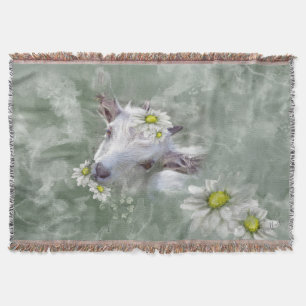 Daisy Baby Goat Watercolor Porträtt Filt