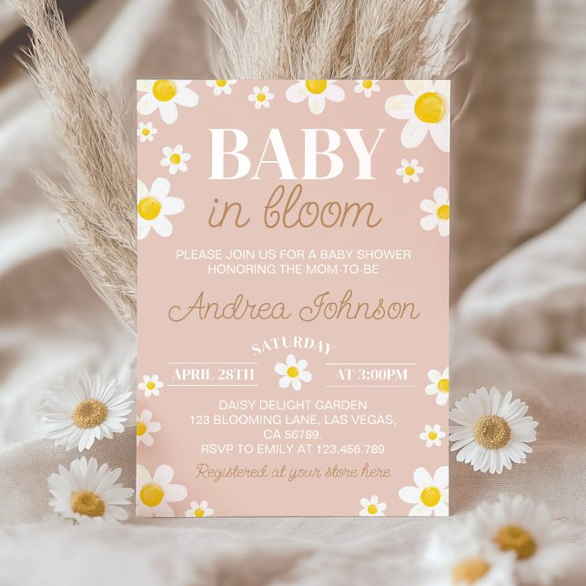 Daisy Baby i Bloom Boho Baby Shower Inbjudningar (Skapare uppladdad)