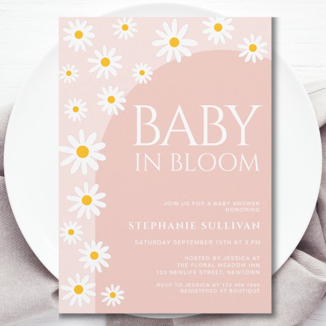 Daisy Baby i Bloom Boho Girl Baby Shower Inbjudningar (Skapare uppladdad)