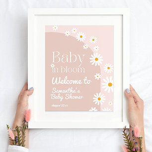 Daisy Baby i bloom Boho Girl Baby Shower Välkommen Poster