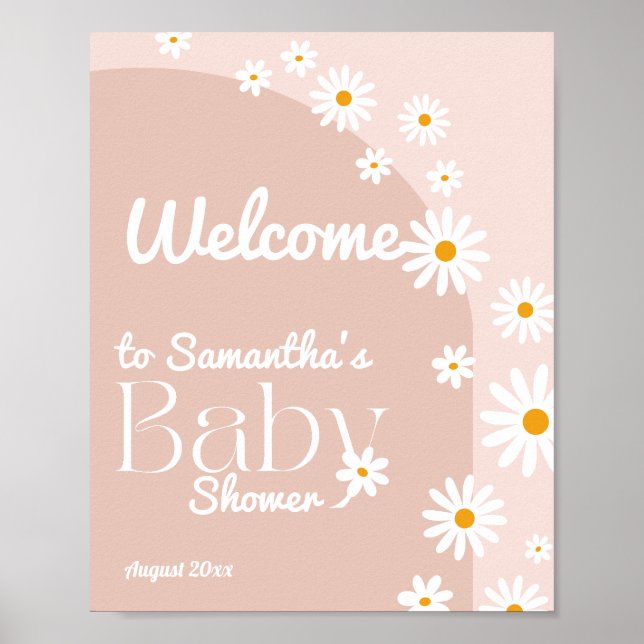 Daisy Baby i bloom Boho Girl Baby Shower Välkommen Poster (Framsidan)