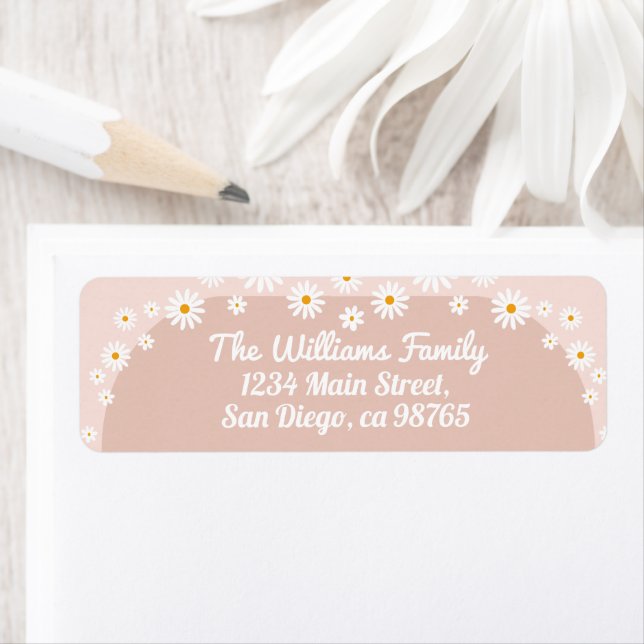 Daisy Baby i Boho Girl Baby Shower Returadress Etikett (Insitu)