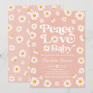 Daisy Baby Shower Bohemian Peace Kärlek Baby Showe Inbjudningar