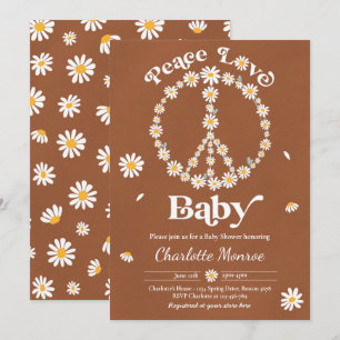 Daisy Baby Shower Bohemian Peace Kärlek Baby Showe Inbjudningar