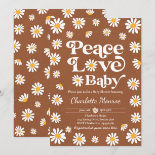 Daisy Baby Shower Bohemian Peace Kärlek Baby Showe Inbjudningar