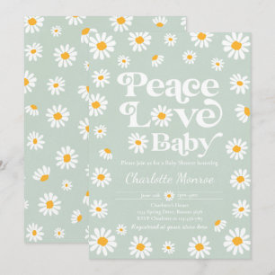 Daisy Baby Shower Bohemian Peace Kärlek Baby Showe Inbjudningar
