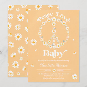Daisy Baby Shower Bohemian Peace Kärlek Baby Showe Inbjudningar