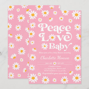 Daisy Baby Shower Bohemian Peace Kärlek Baby Showe Inbjudningar