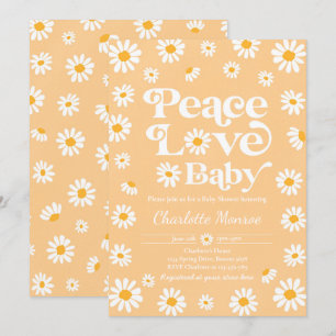 Daisy Baby Shower Bohemian Peace Kärlek Baby Showe Inbjudningar