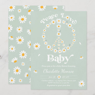 Daisy Baby Shower Bohemian Peace Kärlek Baby Showe Inbjudningar