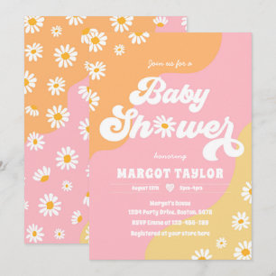 Daisy Baby Shower Boho Hippy Vibes Baby Shower Inbjudningar