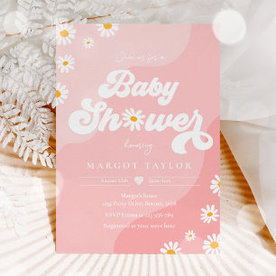 Daisy Baby Shower Boho Hippy Vibes Baby Shower Inbjudningar