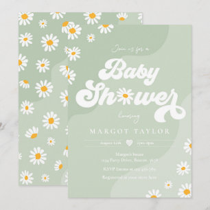Daisy Baby Shower Boho Hippy Vibes Baby Shower Inbjudningar