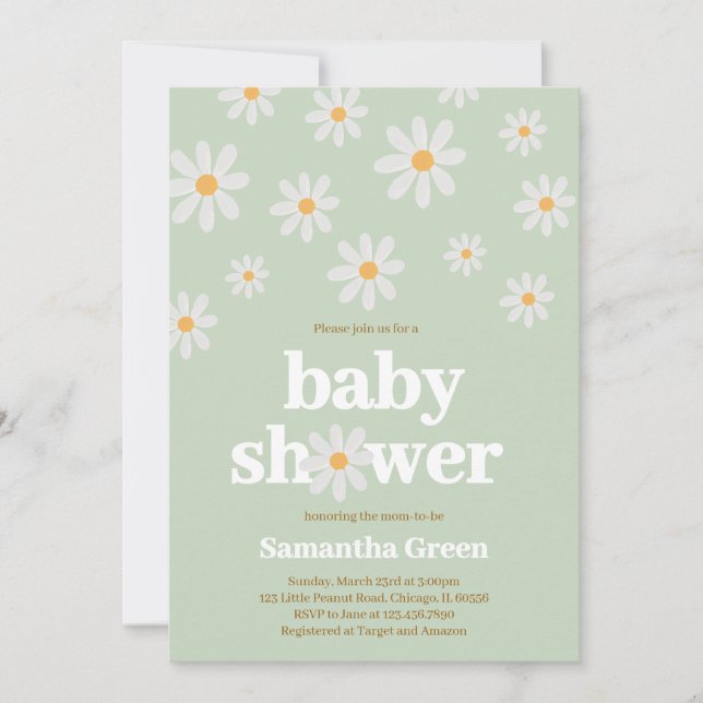 Daisy Baby Shower Inbjudningar (Framsida)