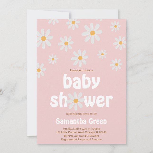 Daisy Baby Shower Inbjudningar (Framsida)