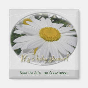 Daisy Baby Shower Save Date Blommigt Magnet