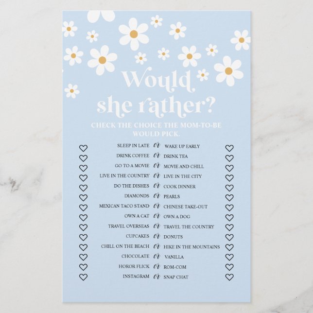 Daisy Baby Shower, skulle hon hellre spela vildsvi Flygblad (Framsidan)