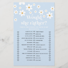 Daisy Baby Shower Would She Rather Game Flyer