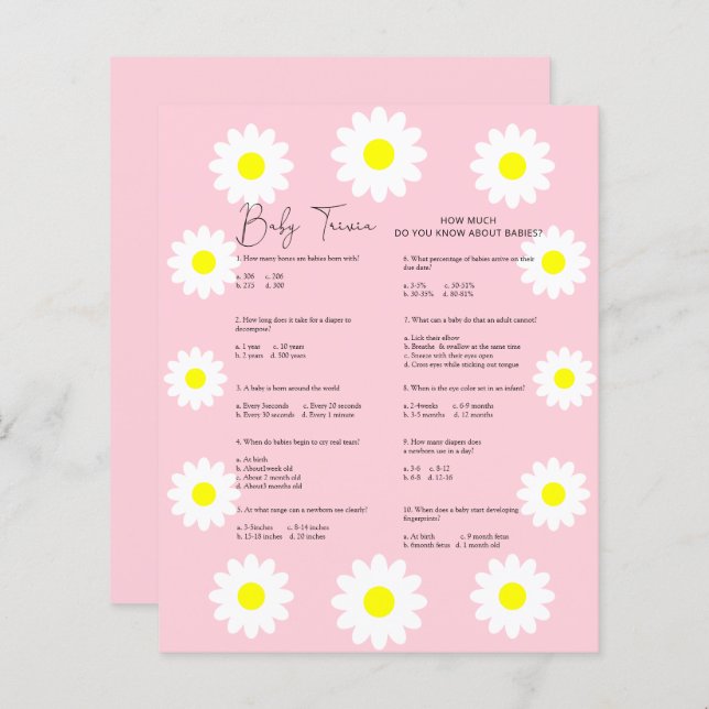 Daisy Baby Trivia | Barnstödsspel (Fram/baksida)