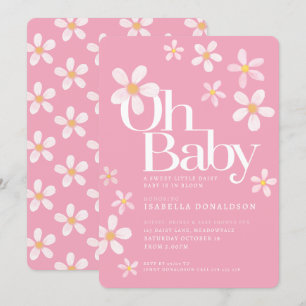 Daisy babydusch åh baby rosa gult vit inbjudningar