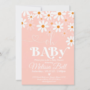 Daisy Babyduschinbjudan Boho Retro Daisy Hipp Inbjudningar