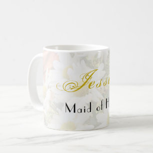 Daisy Bakgrund Gult och Grått Bridesmaid Kaffemugg
