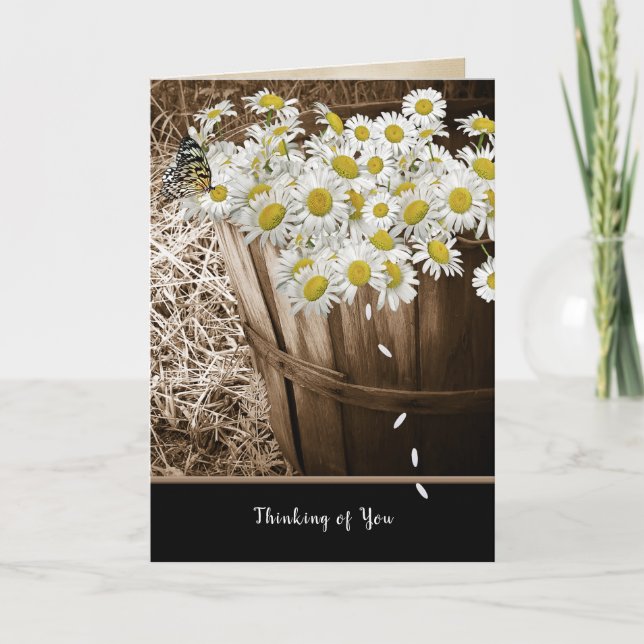 daisy basket med fjäril tänker på dig kort (Framsida)