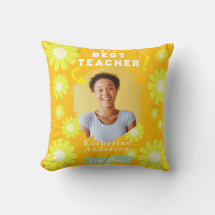 Daisy Bästa Lärare Foto Gul Orange Kudde