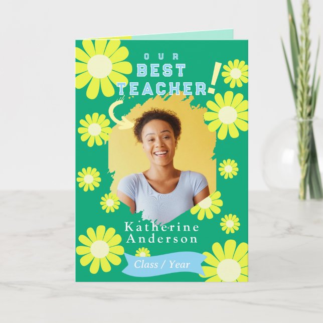 Daisy Bästa Läraren Foto Grön Kort (Framsida)
