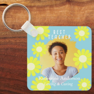 Daisy bästa läraren Foto Teal Nyckelring