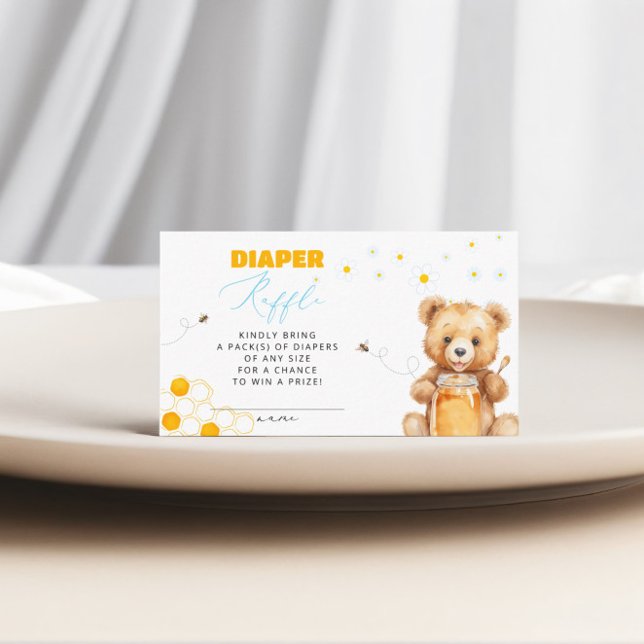 Daisy Bear Diaper Raffle Girl Baby Shower Tilläggskort (Skapare uppladdad)