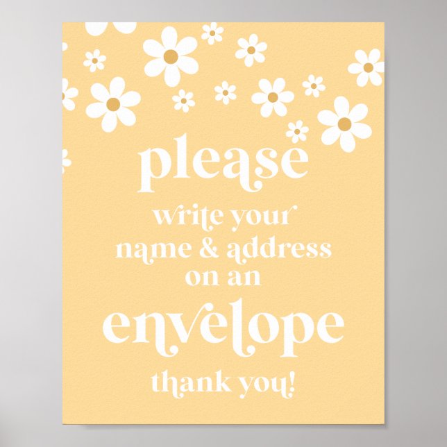 Daisy Bebis Babyshower Skriv ditt namn adress Skyl Poster (Framsidan)