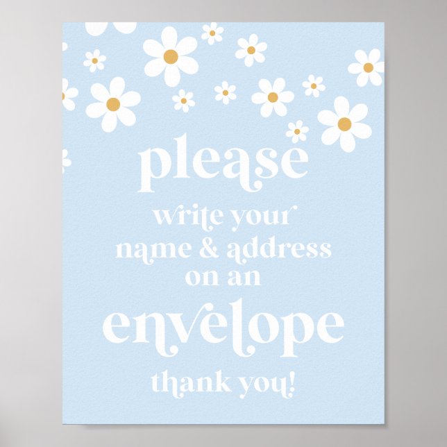 Daisy Bebis Babyshower Skriv ditt namn adress Skyl Poster (Framsidan)