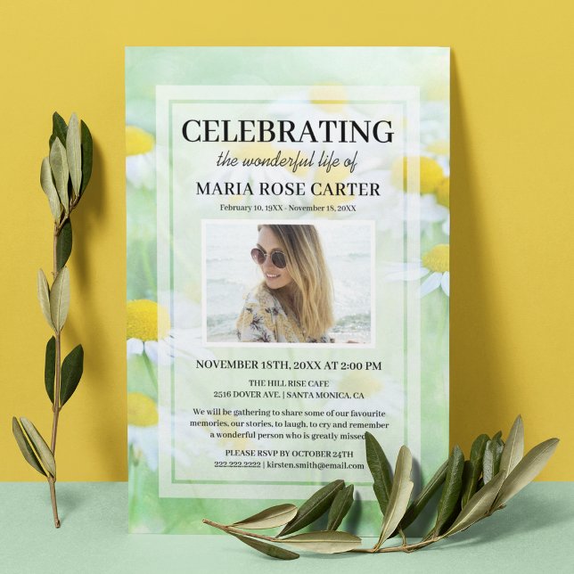 Daisy Begravning | Fira Livets Minnesfoto Inbjudningar (Skapare uppladdad)