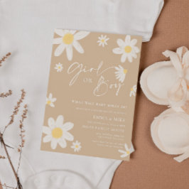 Daisy Beige Girl eller Boy Gender Reveal Inbjudningar
